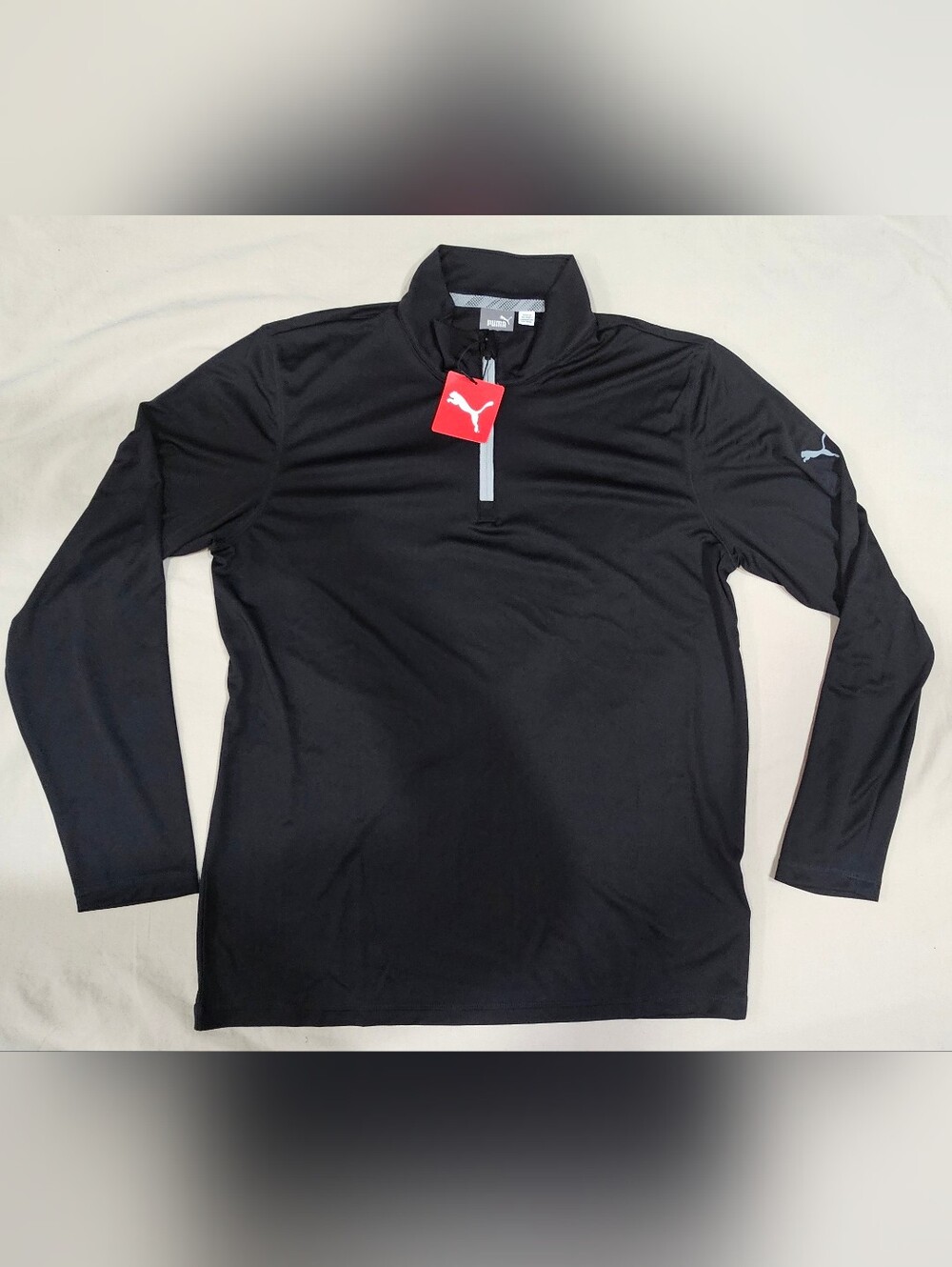 Puma Men’s Black Quarter-Zip Performance Shirt Size Mesium